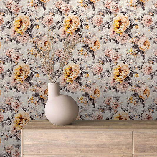 Vintage Floral Abundance Wallpaper