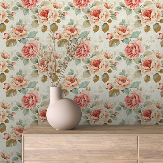 Peachy Peony Paradise Wallpaper