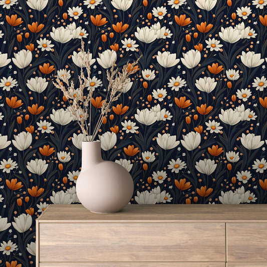 Vintage Scattered Rose Wallpaper