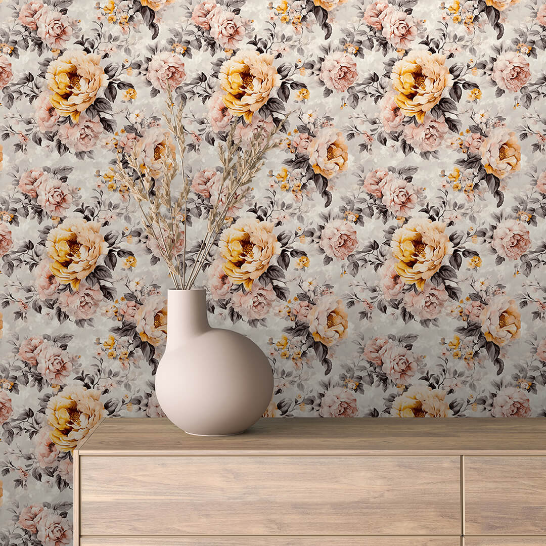 Vintage Floral Abundance Wallpaper