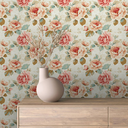 Peachy Peony Paradise Wallpaper