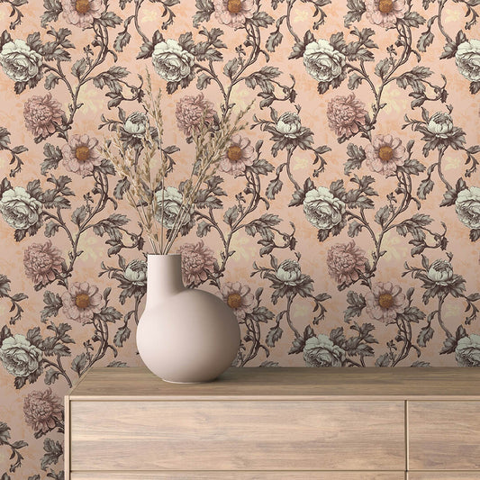 Sage Romance Peony Wallpaper