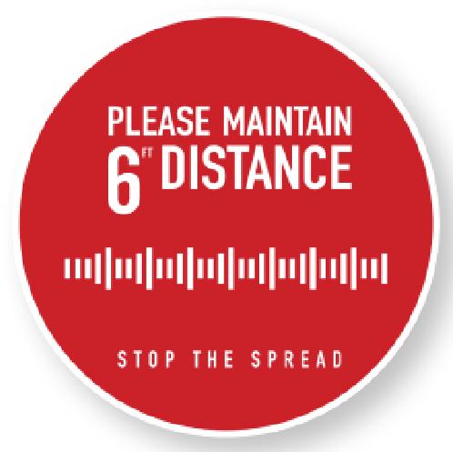 Red Circle Decal Saying Please Maintain Six Feet Distance To Stop The Spread 