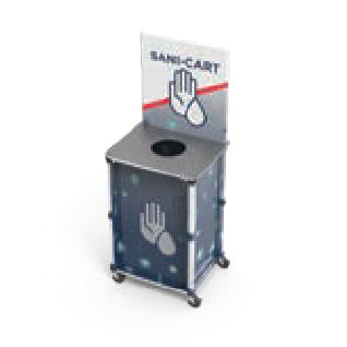 Sani Cart Mini On Wheels With Graphic and Hole On Top For Garbage Disposal 